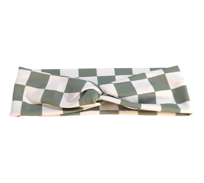 Green and white checkered headband