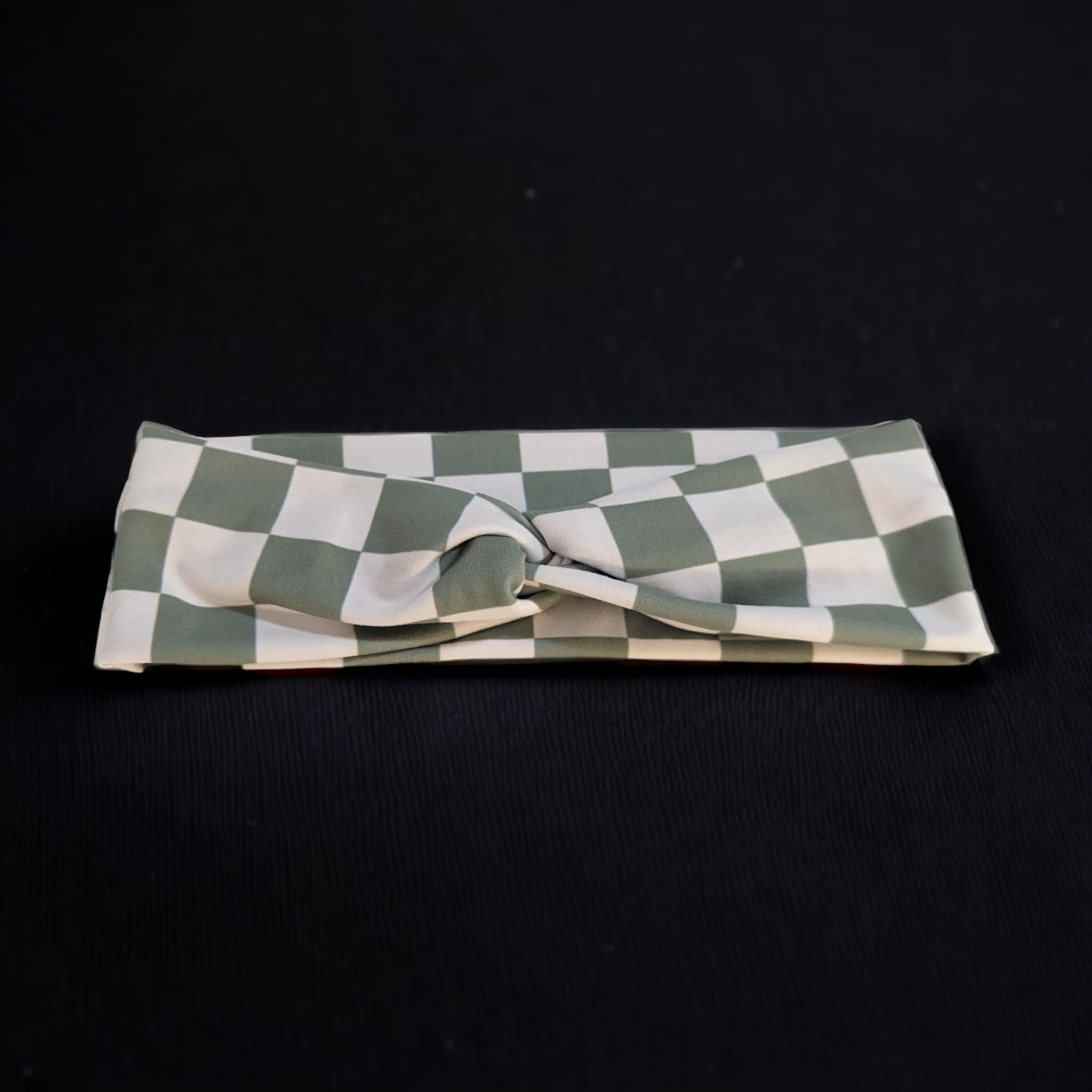 Green and white checkered headband