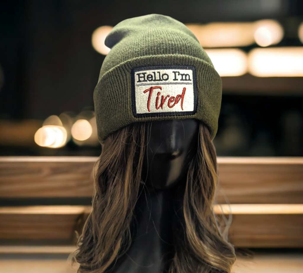 Hello I'm tired beanie